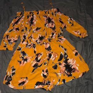 Mustard yellow off the shoulder romper